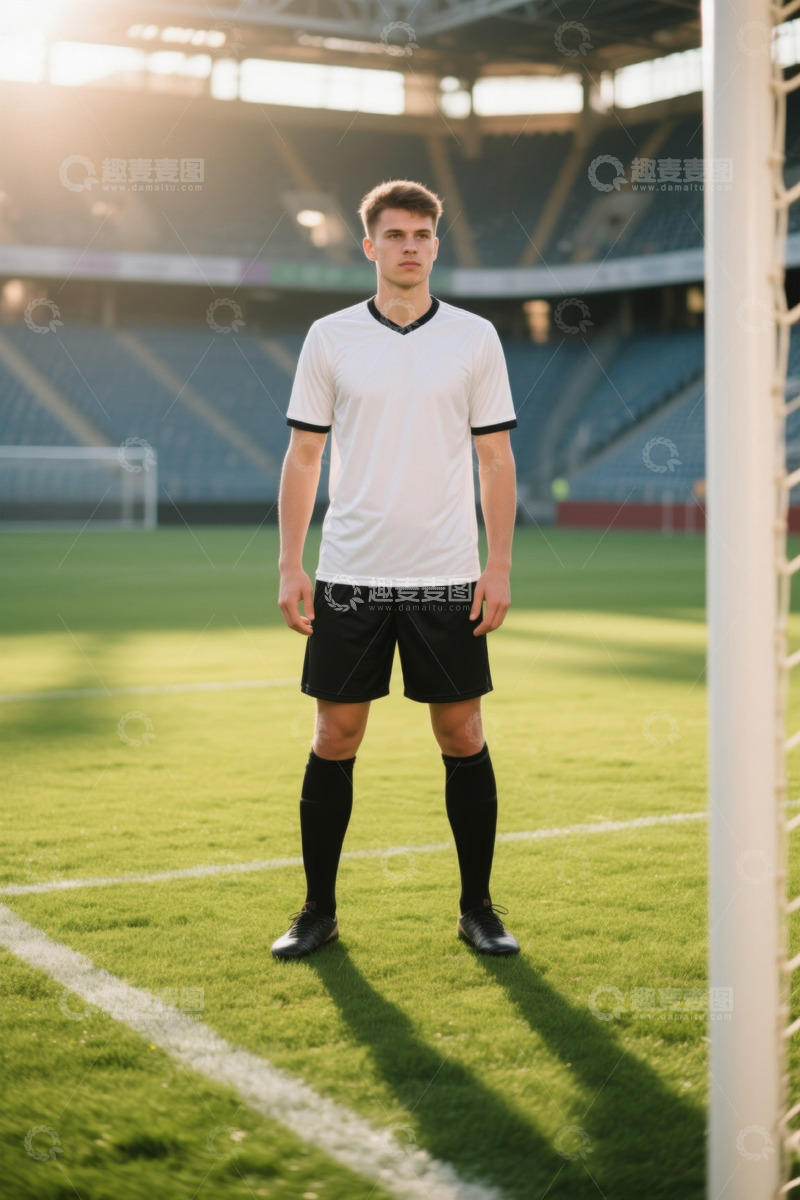 高清大图下载【趣麦麦图】阳光下足球场上的年轻球员