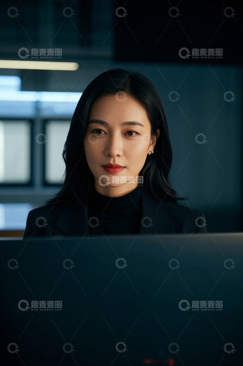 高清大图下载【趣麦麦图】女子专注电脑屏幕工作