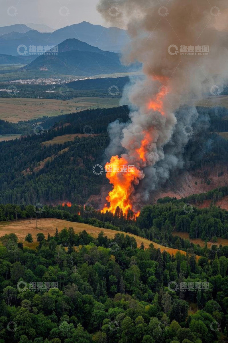高清大图下载【趣麦麦图】山林野火熊熊燃烧景象