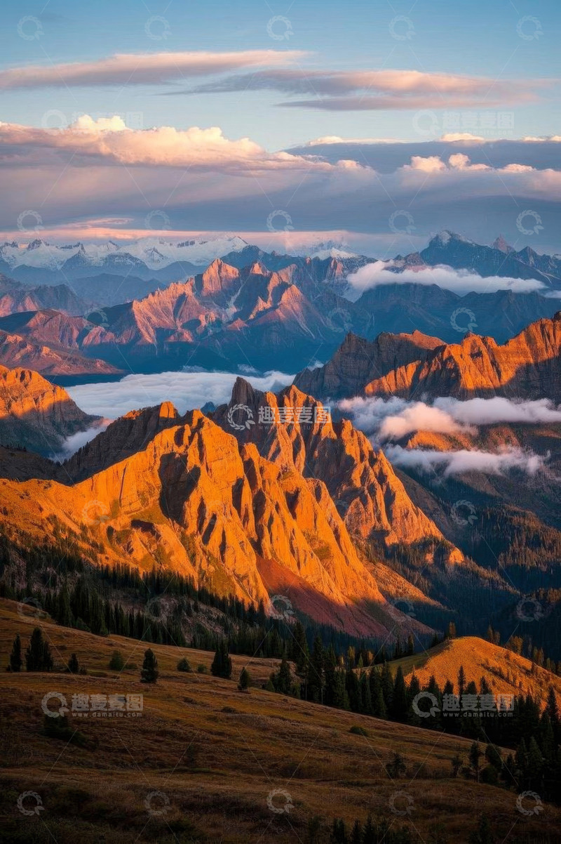 高清大图下载【趣麦麦图】壮丽山脉与天空景观