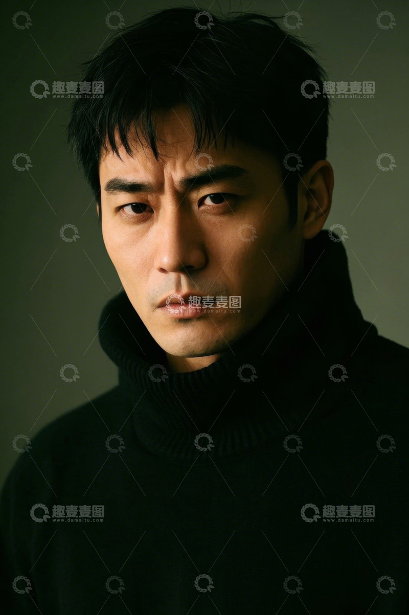 高清大图下载【趣麦麦图】亚洲男子忧郁特写肖像照