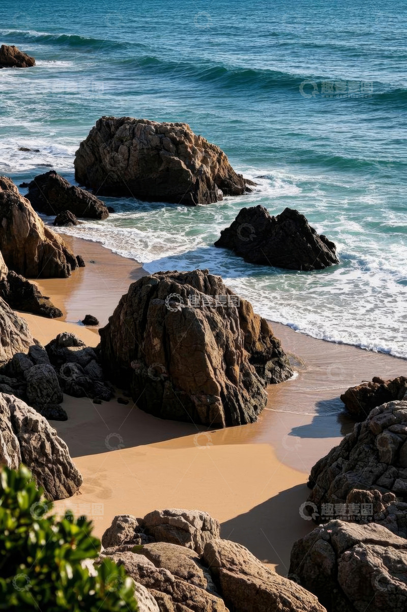 高清大图下载【趣麦麦图】海边沙滩礁石景观