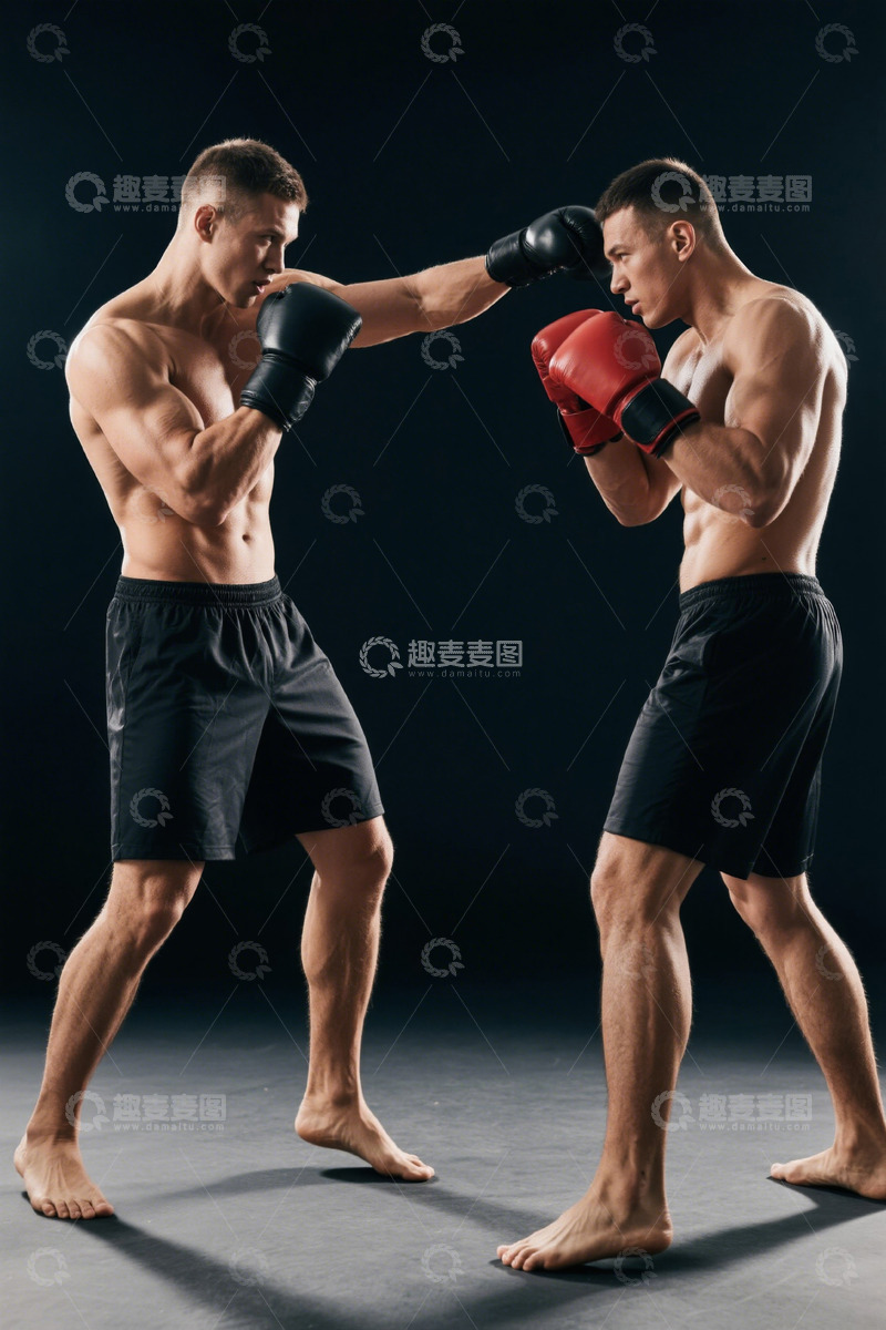 高清大图下载【趣麦麦图】拳击手对抗训练场景