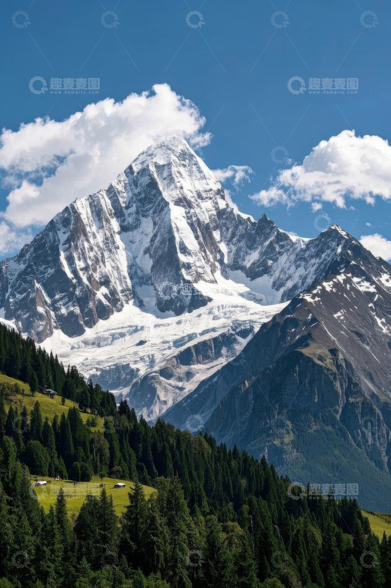 高清大图下载【趣麦麦图】雪山森林自然景观