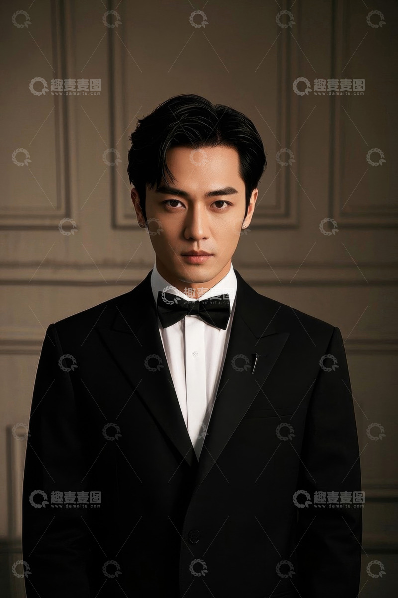 高清大图下载【趣麦麦图】西装革履的年轻男子肖像
