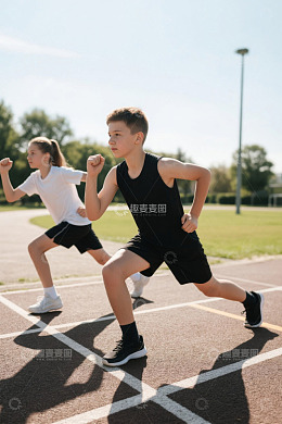 少年儿童田径场热身运动