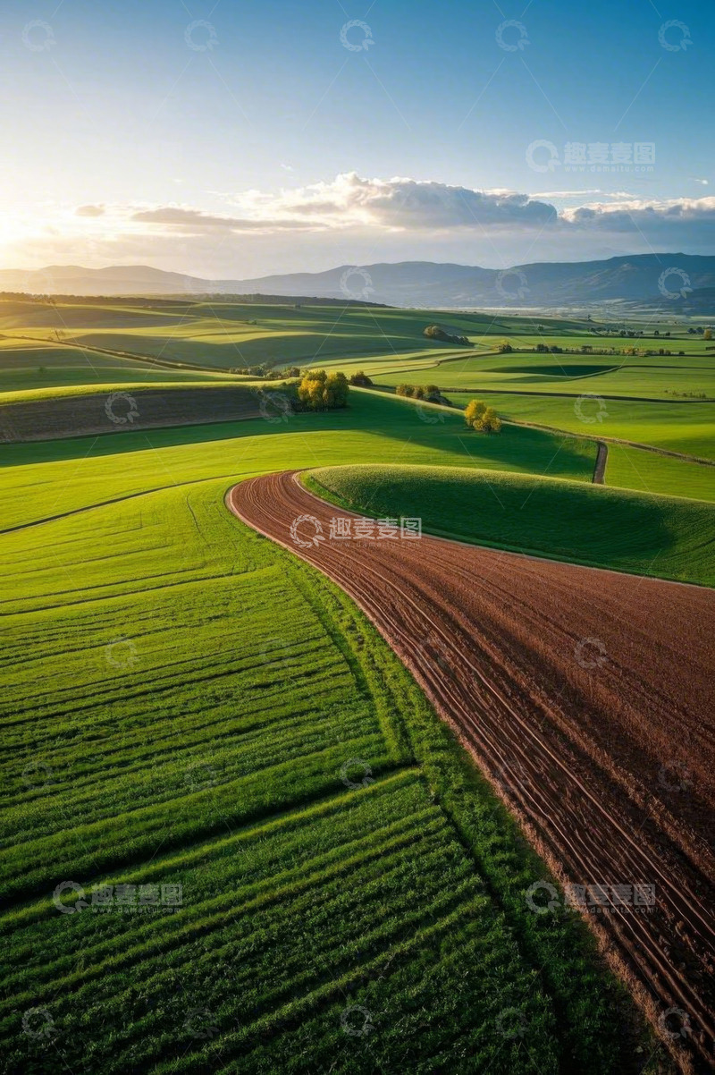 高清大图下载【趣麦麦图】田园风光的广袤农田景象