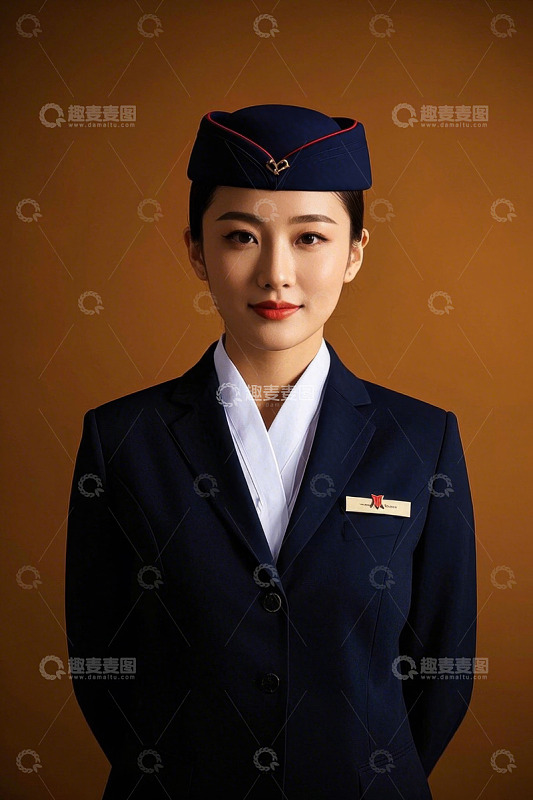 身着制服的空姐正视前方