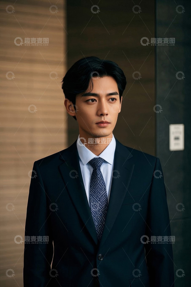 高清大图下载【趣麦麦图】西装革履的年轻男子肖像