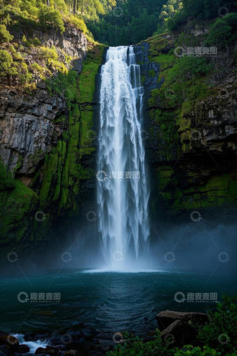高清大图下载【趣麦麦图】山间瀑布自然景观