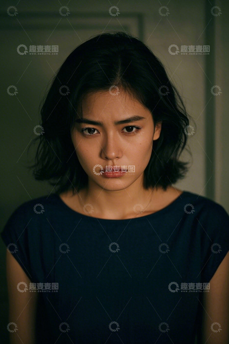 高清大图下载【趣麦麦图】女孩忧郁凝视眼神深邃