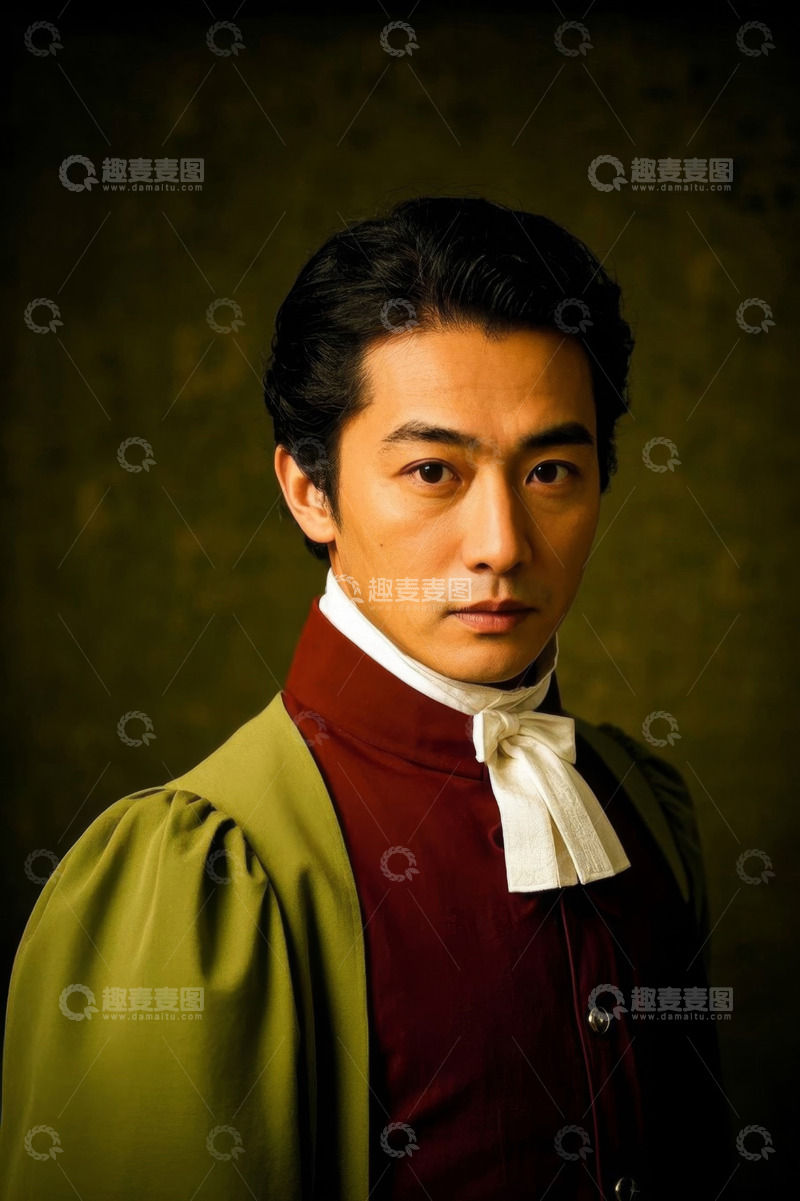 高清大图下载【趣麦麦图】穿着古装的亚洲男子肖像