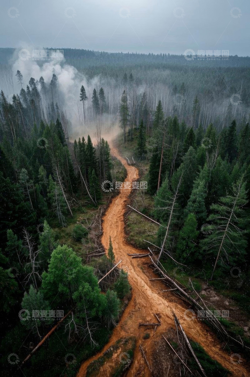 高清大图下载【趣麦麦图】森林中蜿蜒的泥土小路