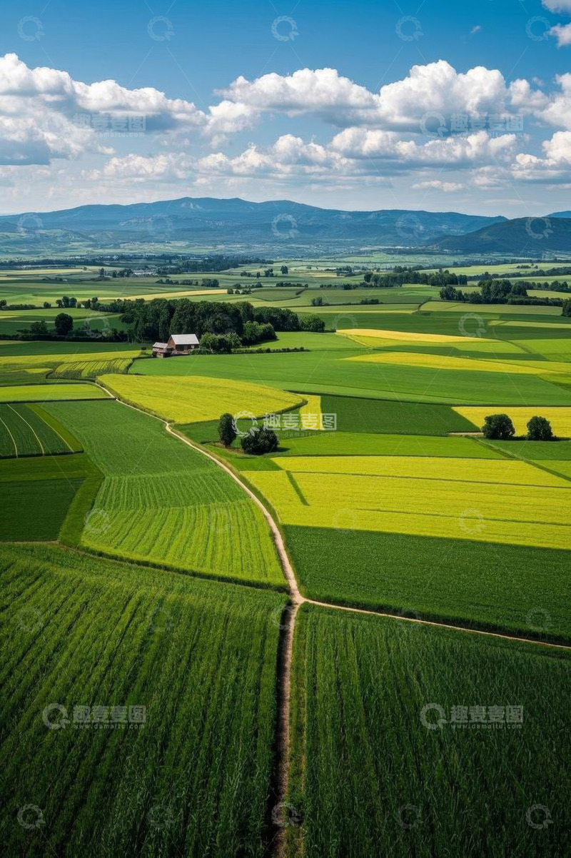 高清大图下载【趣麦麦图】田园农田航拍全景
