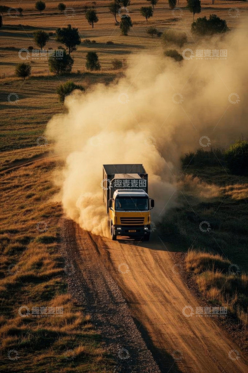 高清大图下载【趣麦麦图】田野间行驶的运货卡车