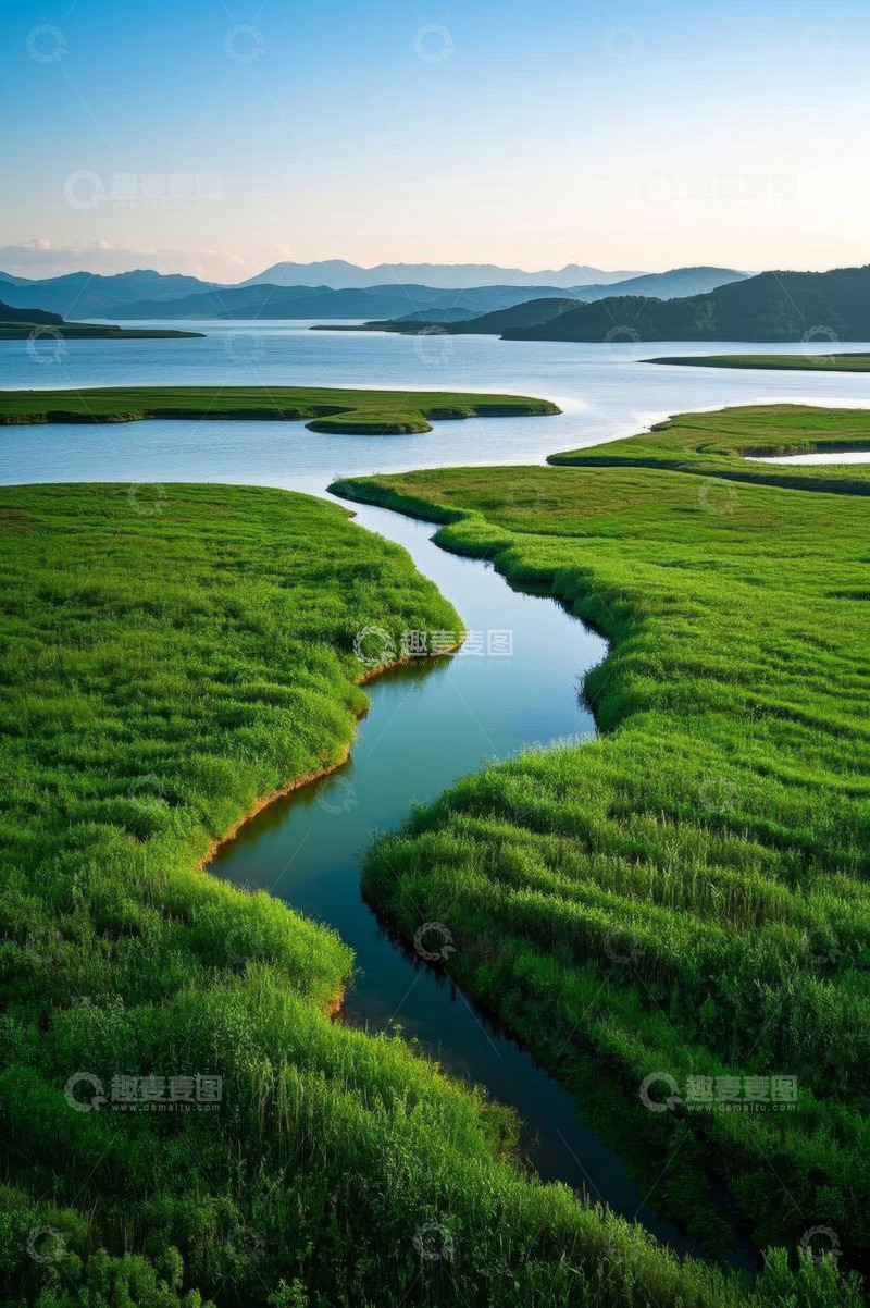 高清大图下载【趣麦麦图】湖泊湿地自然风光全景