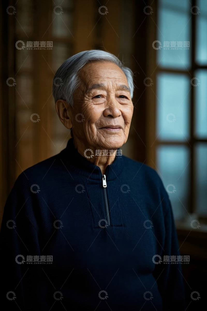 高清大图下载【趣麦麦图】一位慈祥和蔼的老年男子肖像