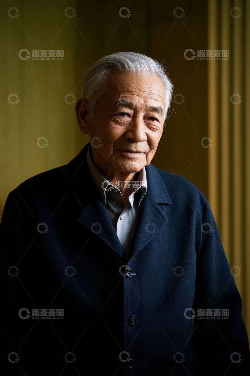 高清大图下载【趣麦麦图】一位慈祥和蔼的老年男士肖像