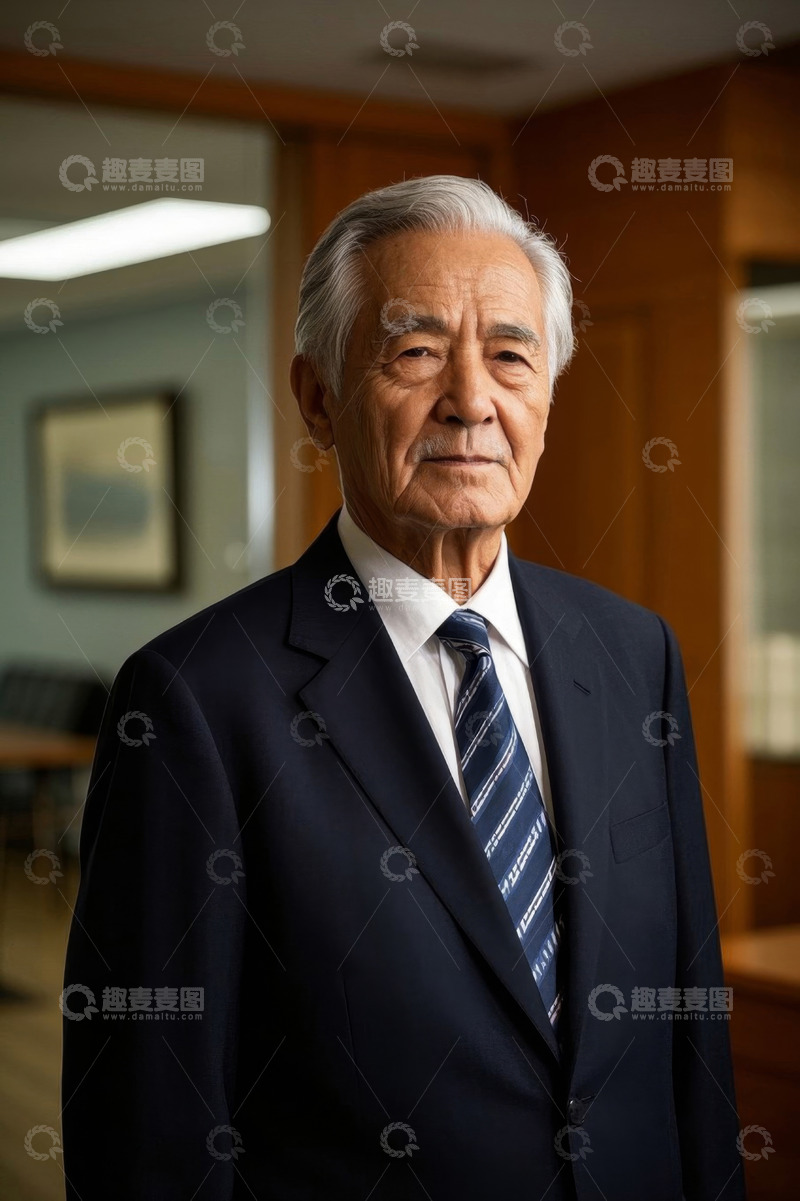 高清大图下载【趣麦麦图】一位穿着西装的老年男子肖像