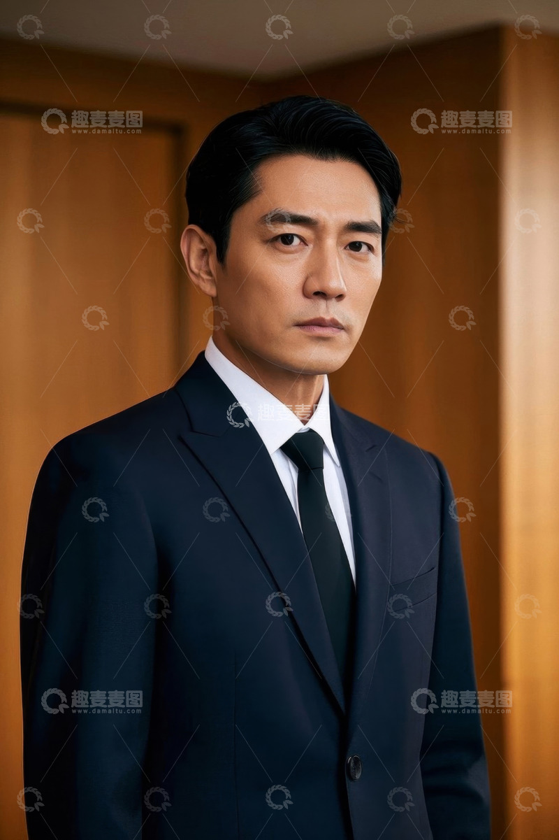 高清大图下载【趣麦麦图】西装革履男子严肃凝视