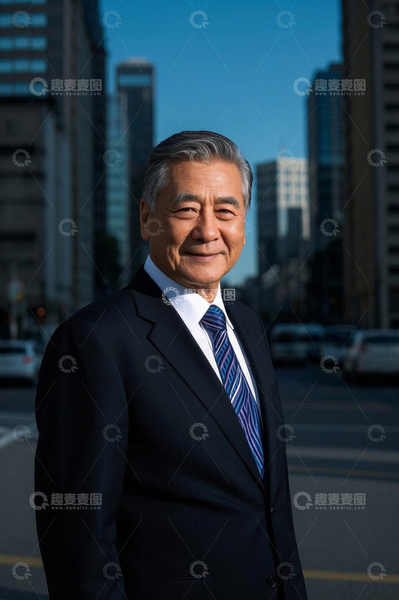 高清大图下载【趣麦麦图】都市背景下自信成熟的年长男士