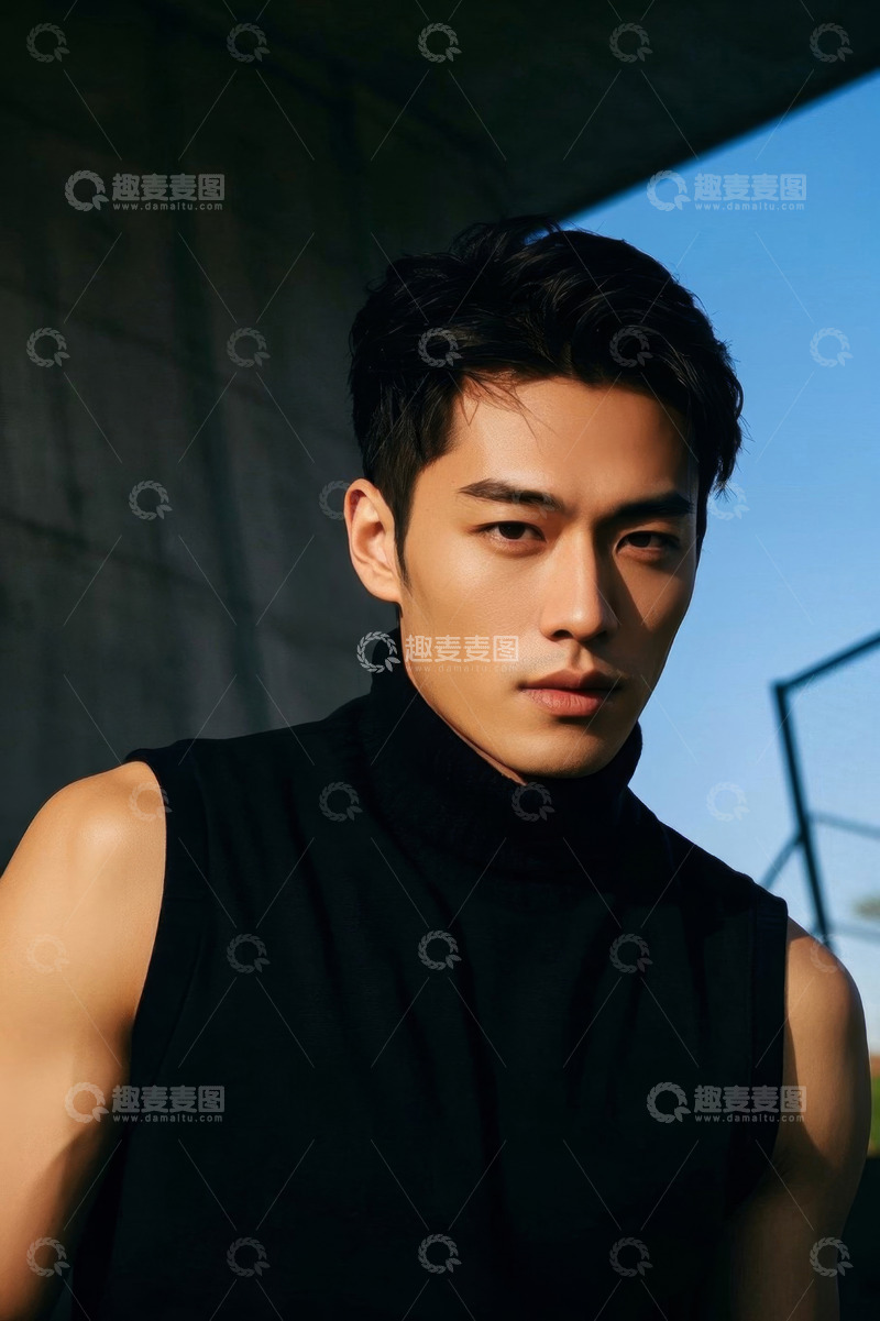 高清大图下载【趣麦麦图】阳光下英俊男子肖像写真