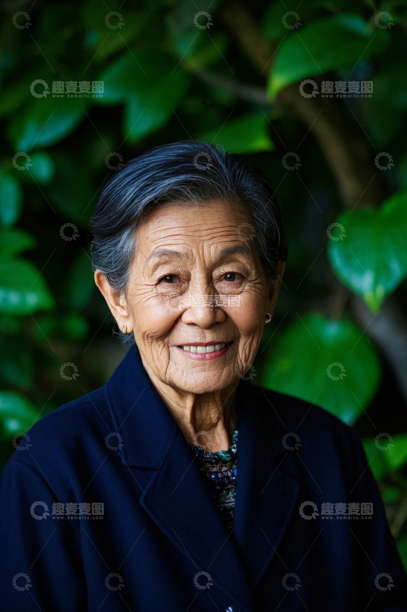 高清大图下载【趣麦麦图】慈祥的老年女性户外写真
