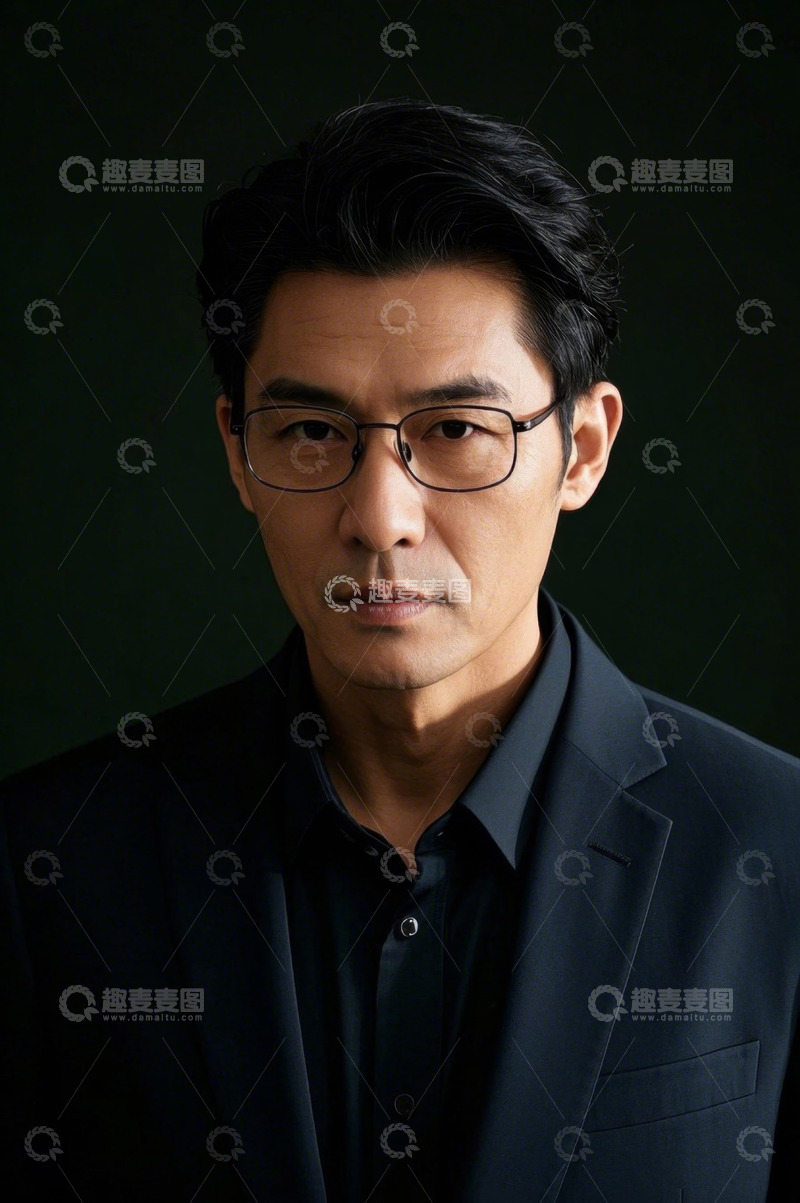 高清大图下载【趣麦麦图】亚洲中年男子西装照,深邃眼神