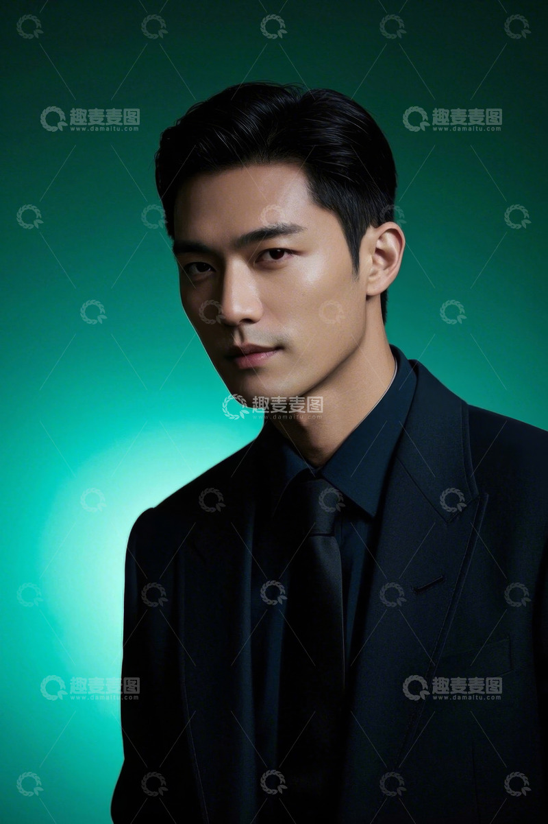 高清大图下载【趣麦麦图】时尚型男写真深色西装背景