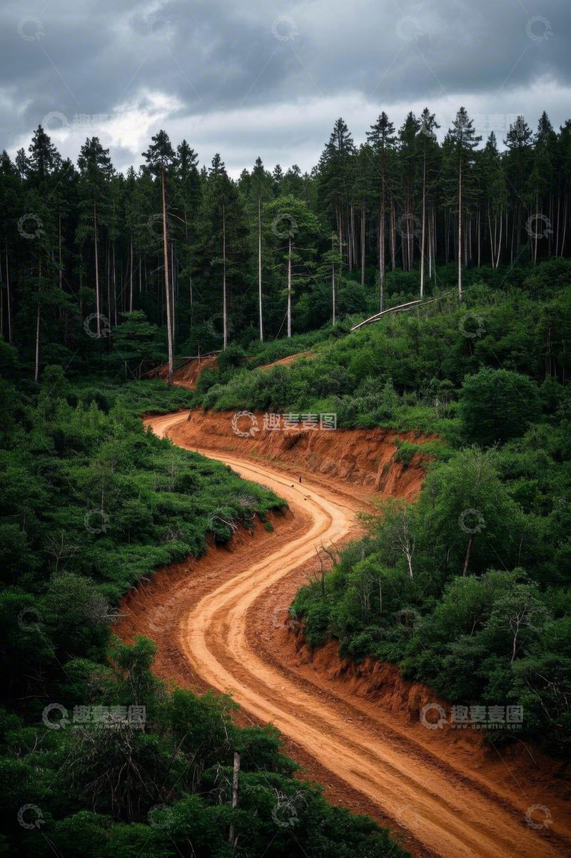 高清大图下载【趣麦麦图】森林中蜿蜒的泥土小路