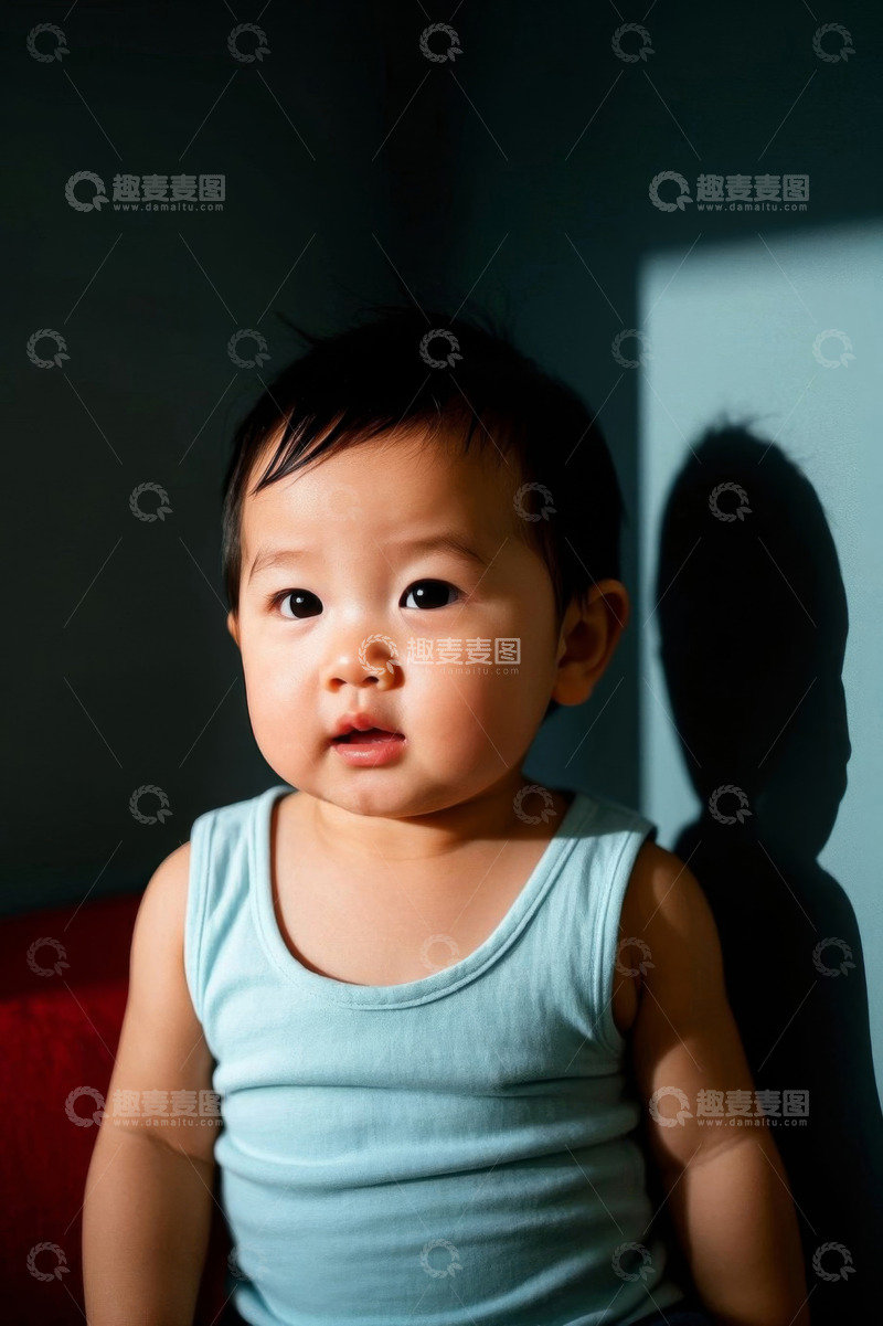 高清大图下载【趣麦麦图】阳光照耀下的可爱宝宝