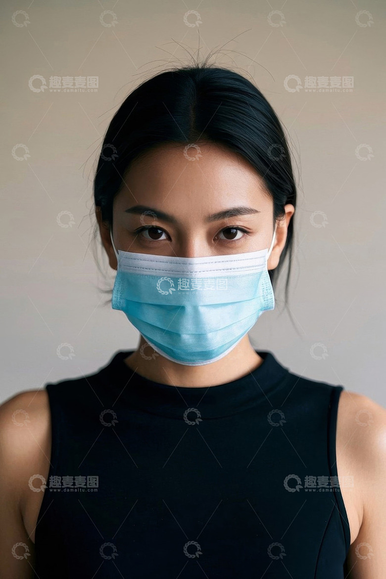 戴口罩的年轻女子正面照