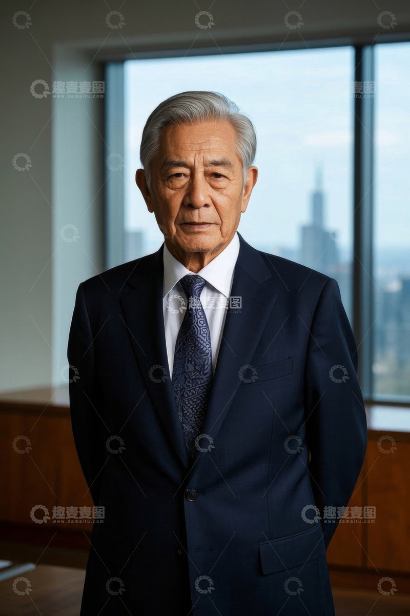 高清大图下载【趣麦麦图】西装革履老者商务写真肖像