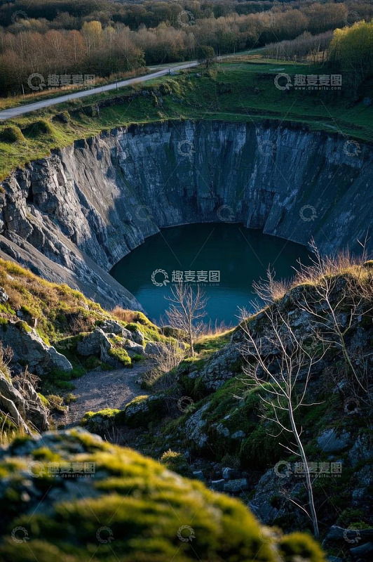 废弃采石场中的天然水池景观