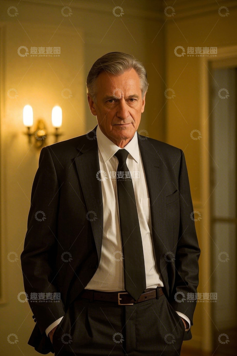 高清大图下载【趣麦麦图】西装革履中年男子室内肖像