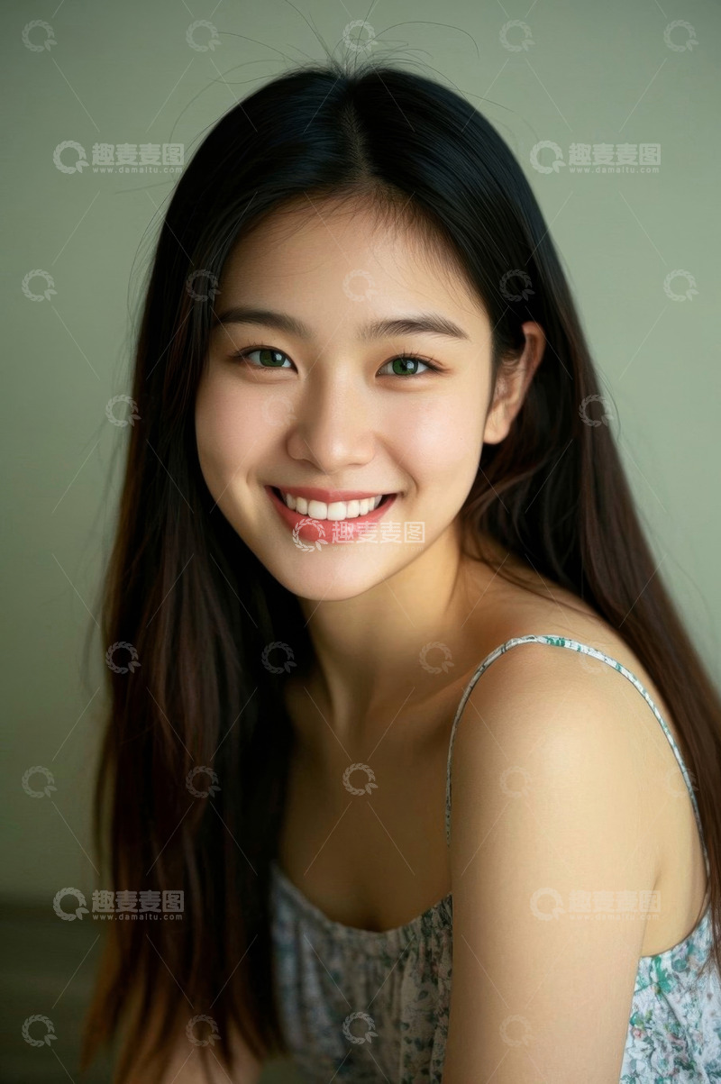 高清大图下载【趣麦麦图】笑容甜美长发女子写真