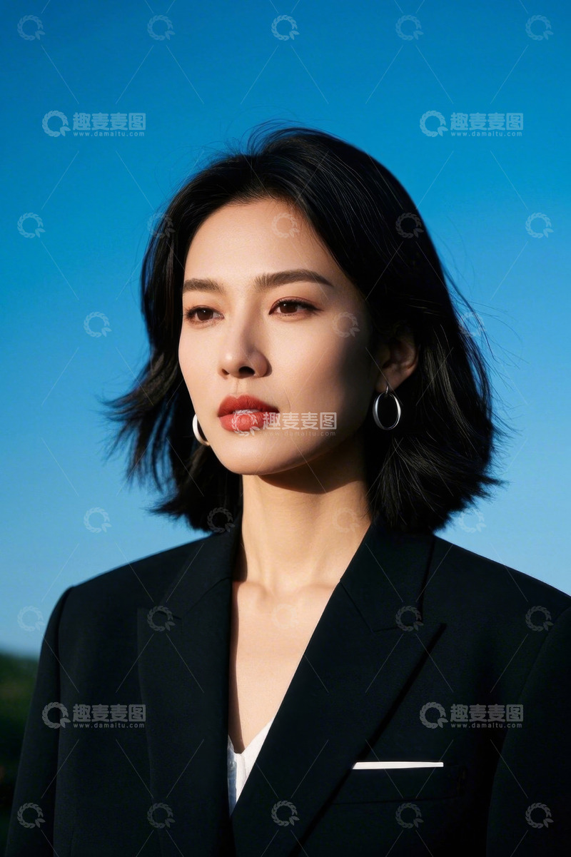 高清大图下载【趣麦麦图】时尚女性户外写真蓝天背景