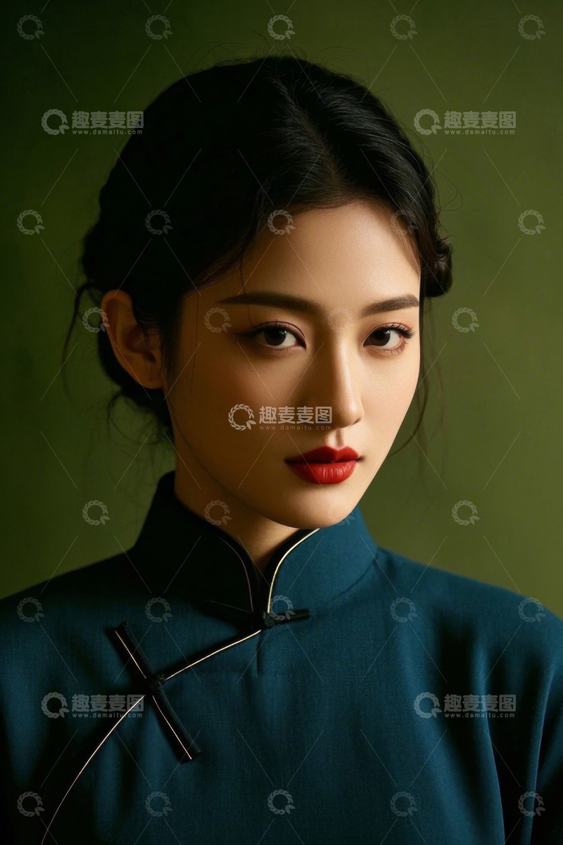 高清大图下载【趣麦麦图】中式服装女子写真优雅端庄
