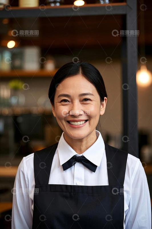 笑容可掬的服务员女性肖像