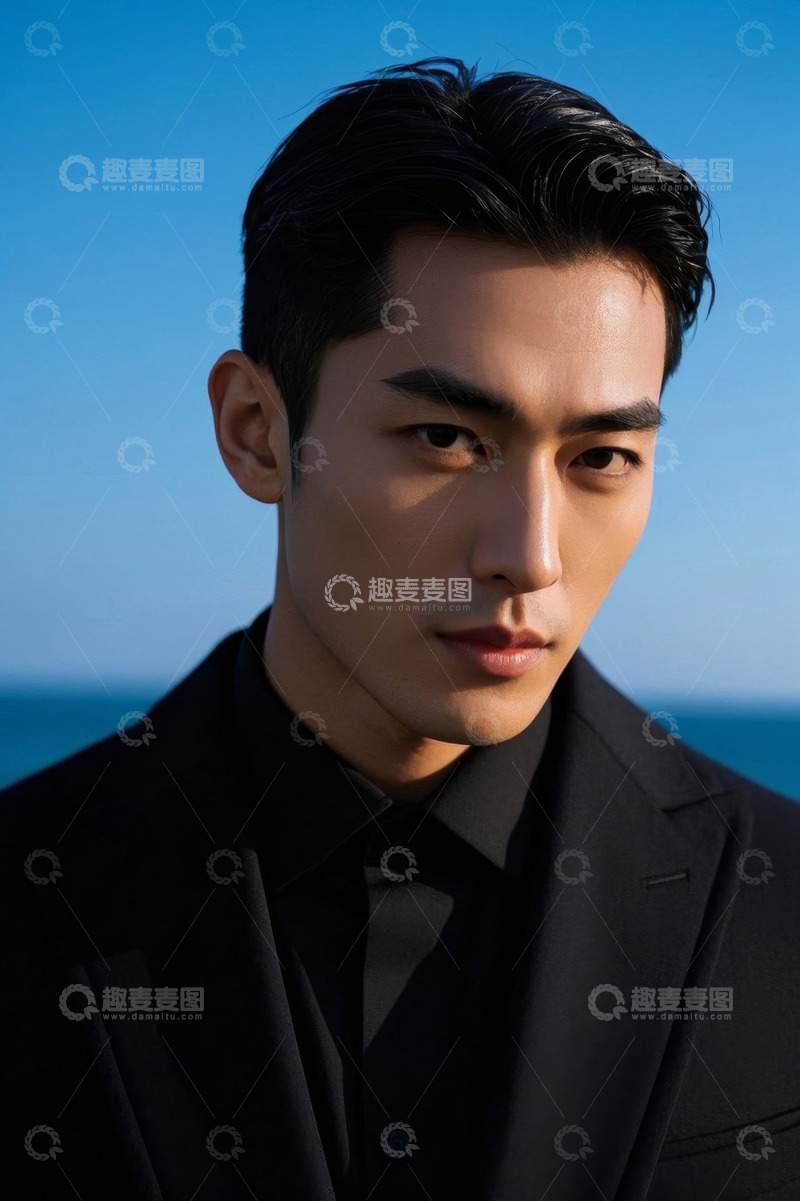 高清大图下载【趣麦麦图】时尚男士海边写真帅气逼人