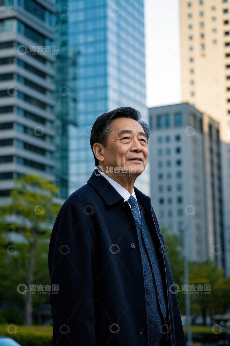 高清大图下载【趣麦麦图】都市背景下西装革履的年长男士