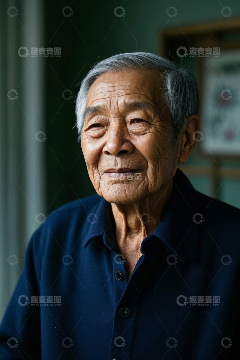 高清大图下载【趣麦麦图】慈祥老人肖像照片,深邃眼神