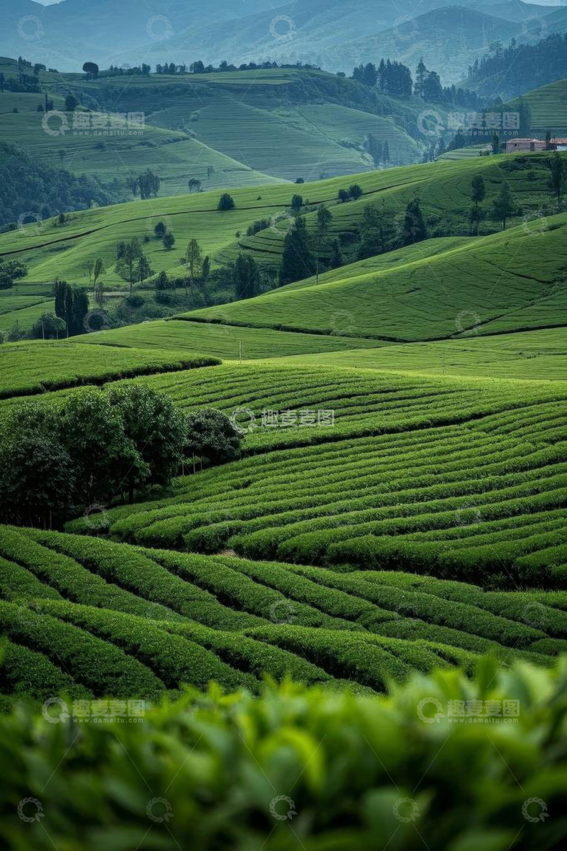 高清大图下载【趣麦麦图】户外茶山自然风光全景