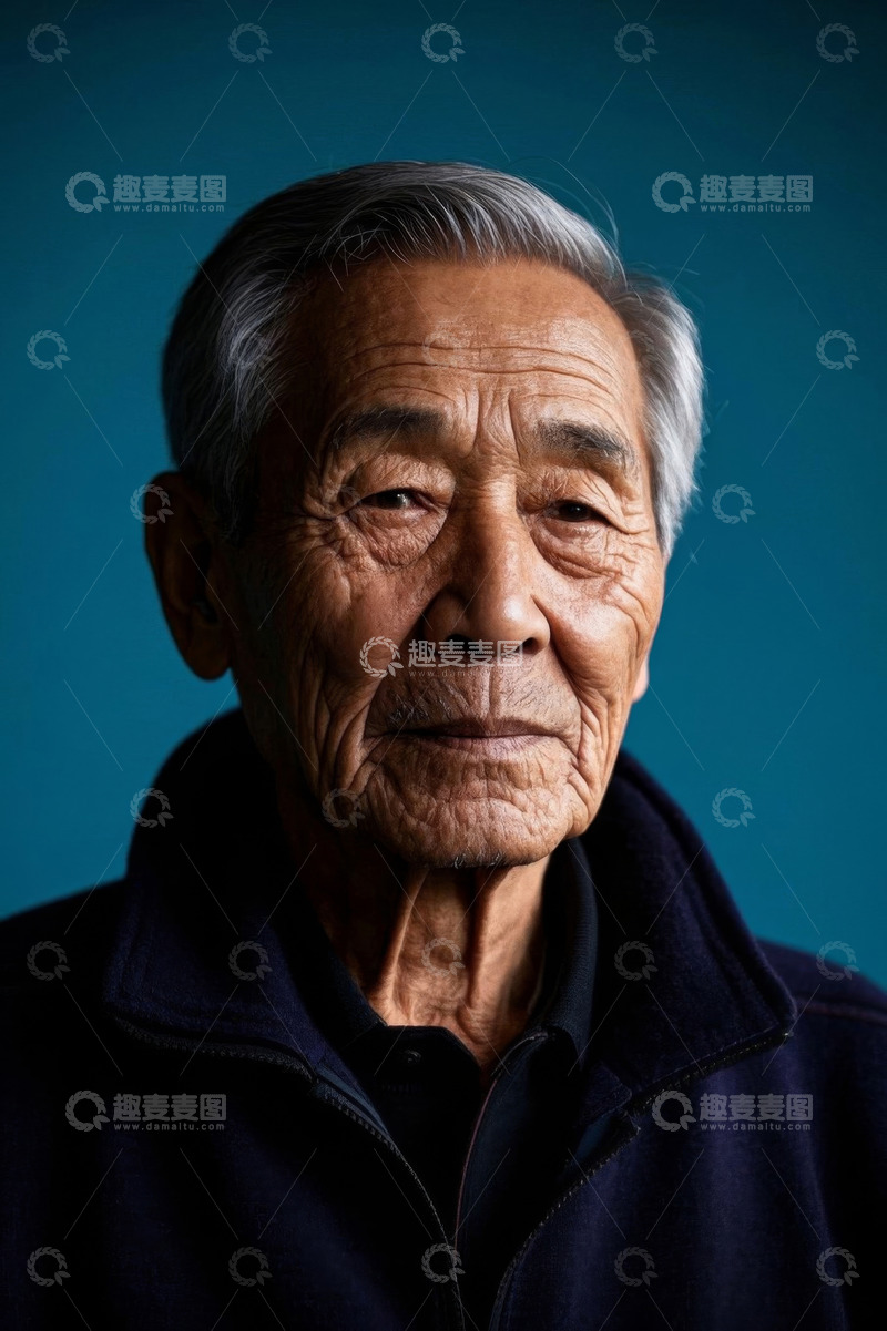 高清大图下载【趣麦麦图】一位饱经沧桑的老人肖像