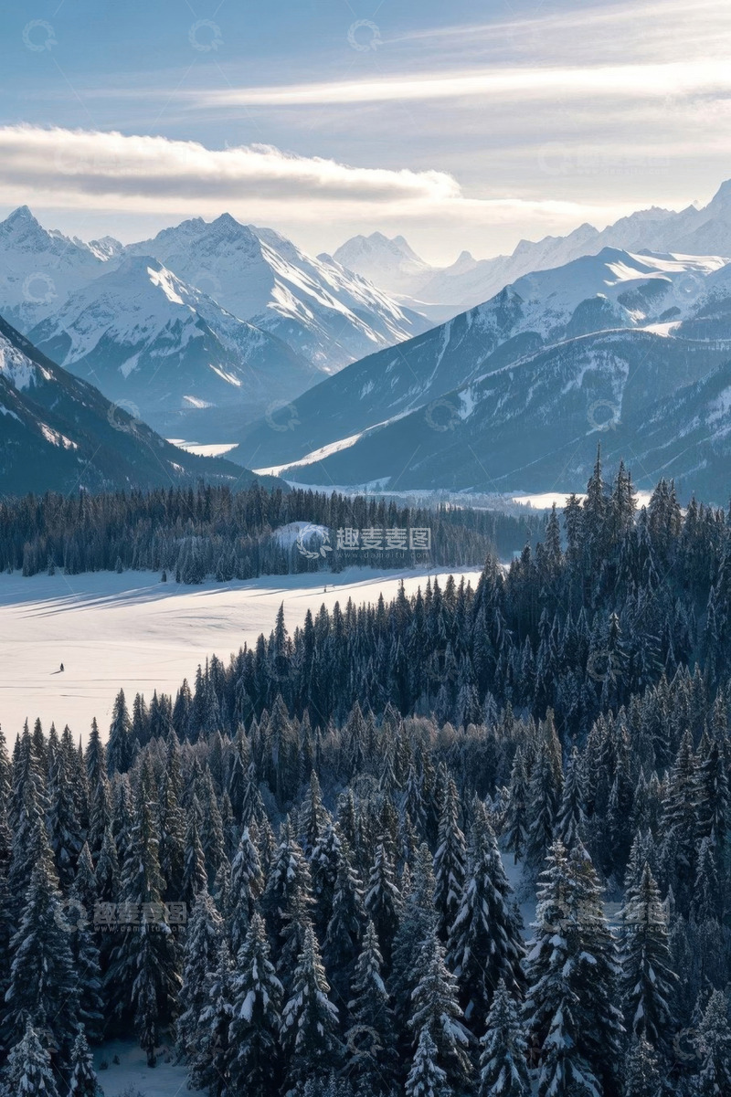 高清大图下载【趣麦麦图】雪山森林冬季自然风光