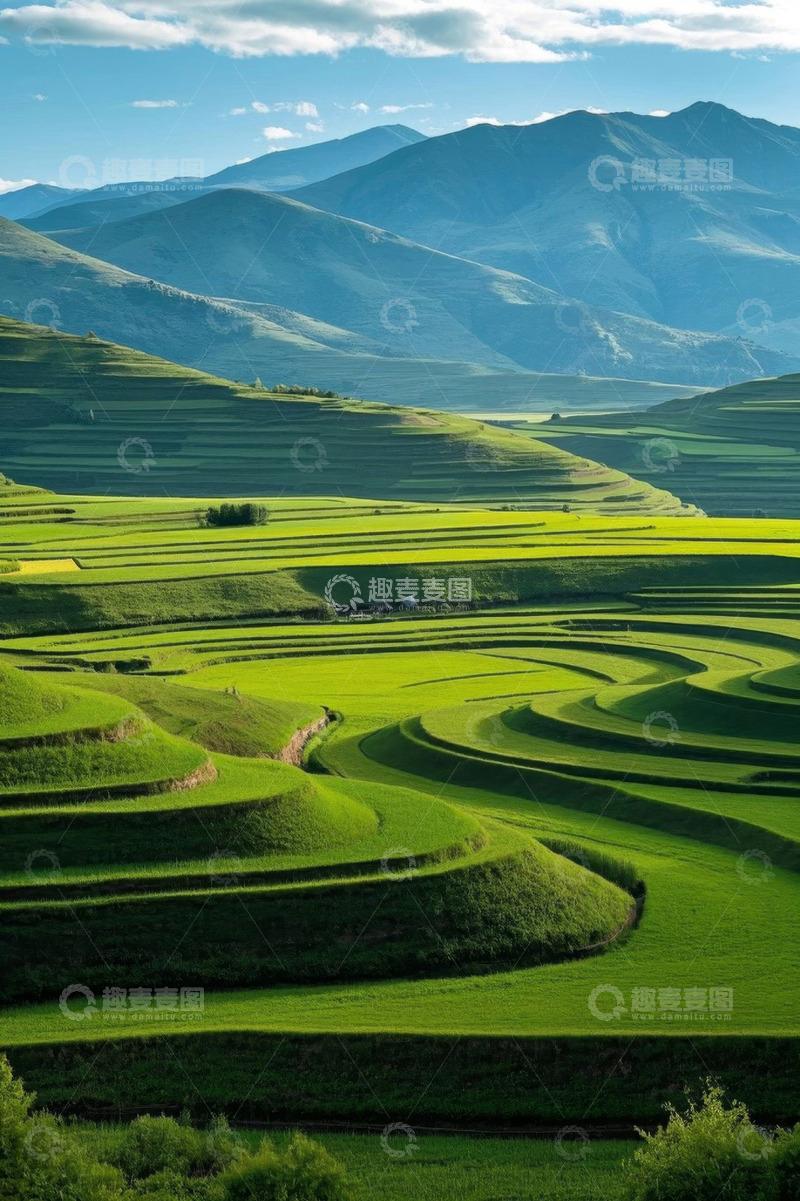 高清大图下载【趣麦麦图】山间梯田自然风光全景