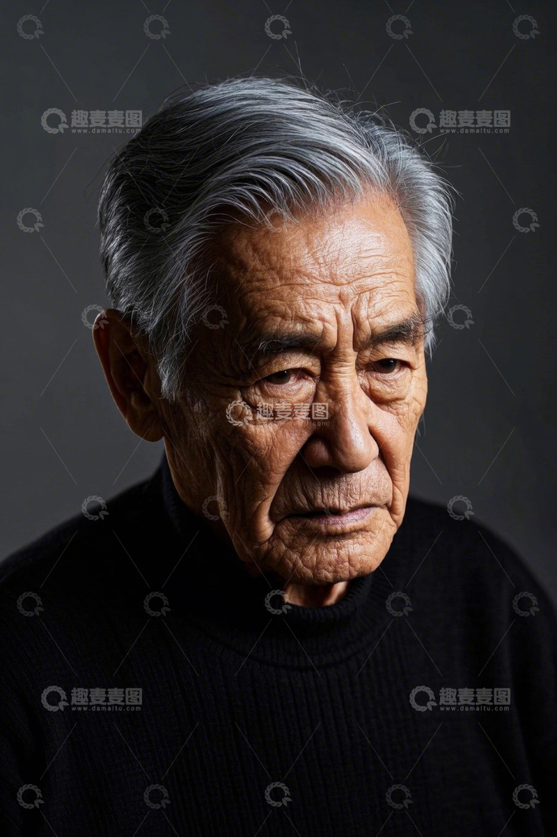 高清大图下载【趣麦麦图】一位饱经沧桑的年迈老人肖像