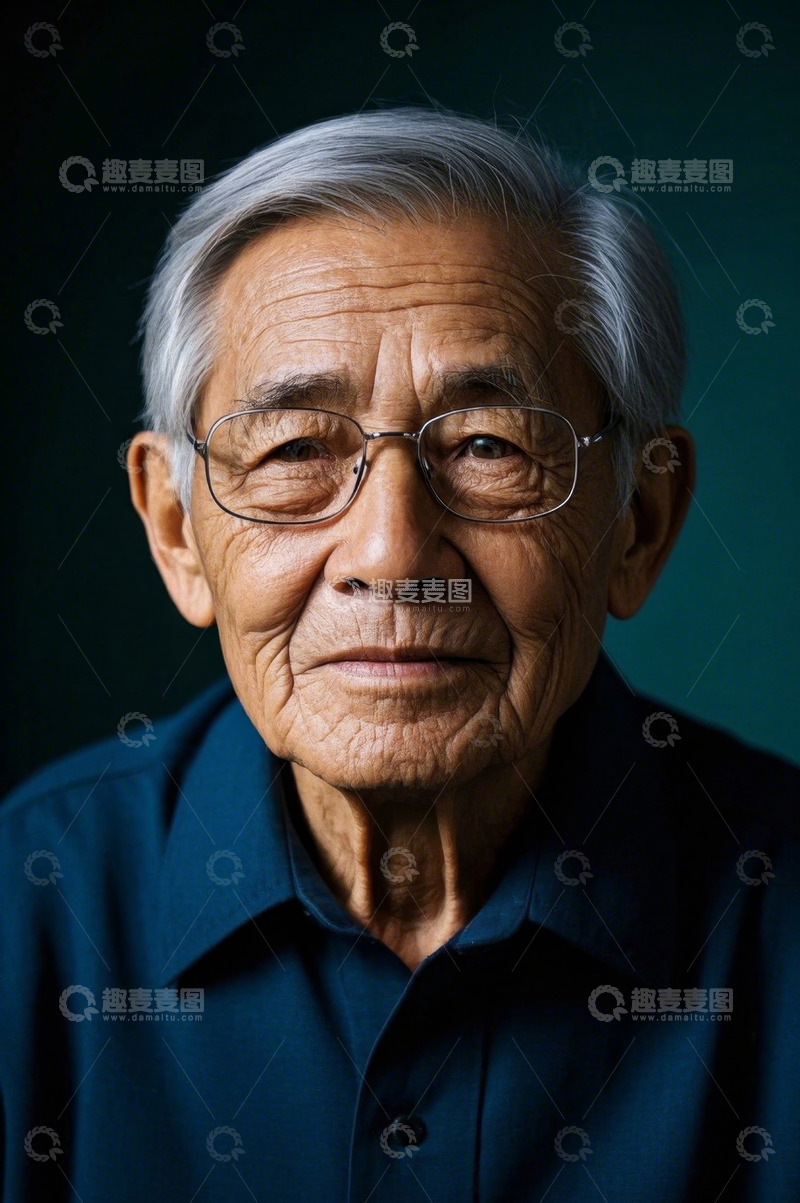 高清大图下载【趣麦麦图】一位慈祥的年迈老人肖像