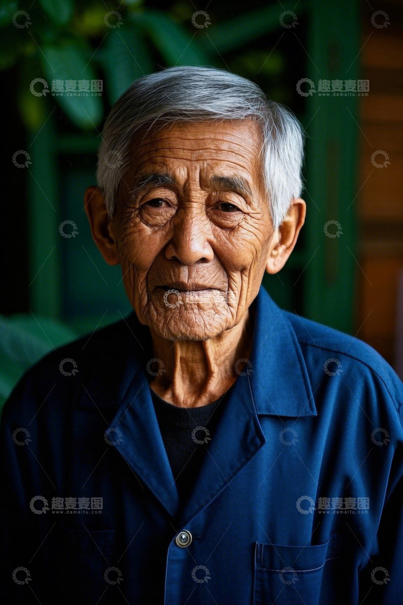 高清大图下载【趣麦麦图】一位饱经风霜的老人肖像