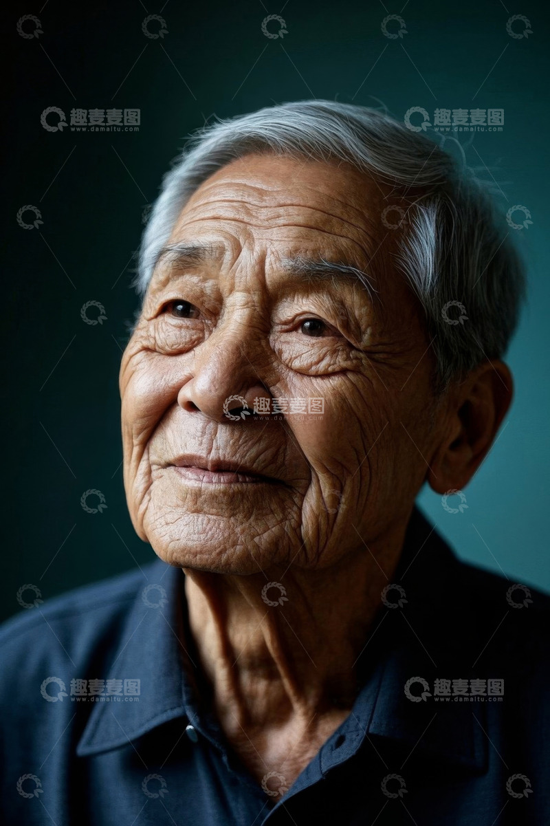 高清大图下载【趣麦麦图】一位慈祥的年迈老人肖像